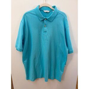 Roundtree & Yorke Gold Label Mens Polo Shirt LT Turquoise Cotton Short Sleeve Cl